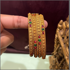 Beautiful Antique Multi Colour Set of 4 Bangles in Nakshi - BG00447