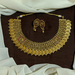 Grand Big Nakshi Lakshmi Peacock Kaasu Necklace - NN00957