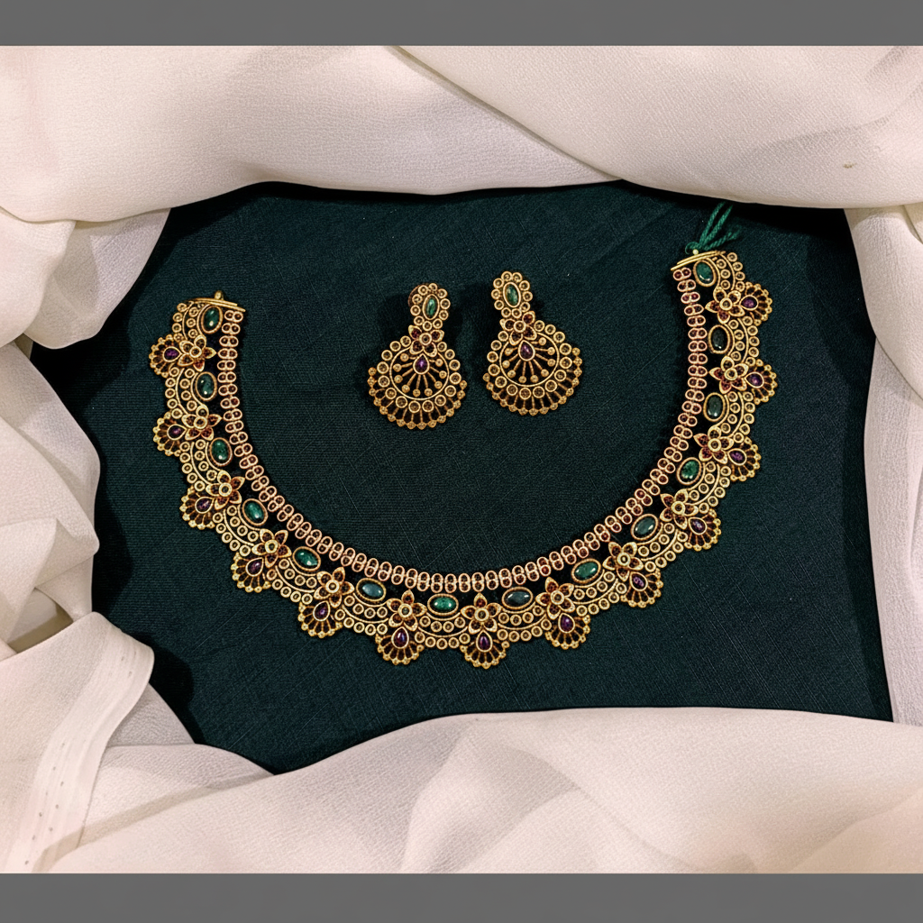 Antique Multi colour Necklace in Nakshi - NN00536