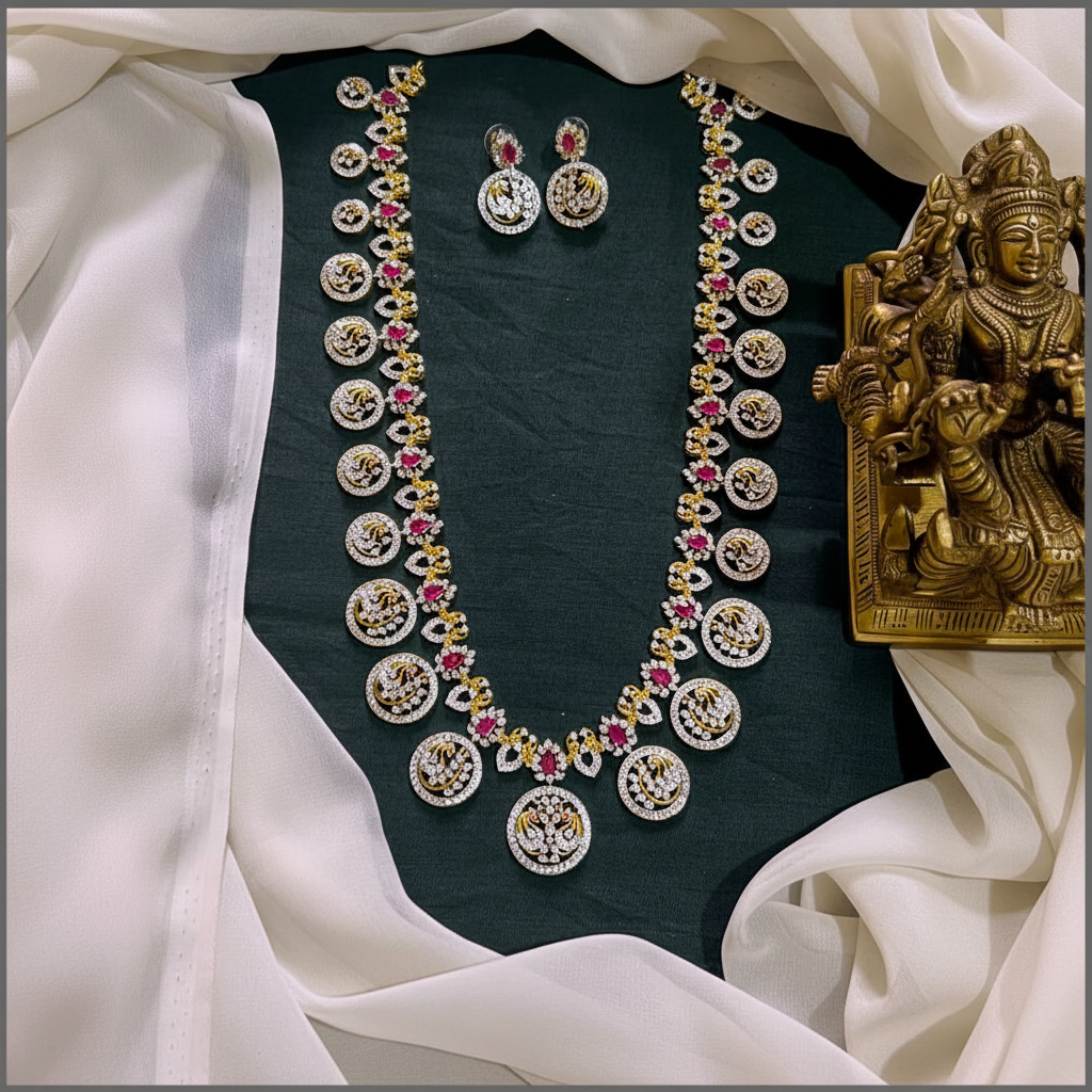 Small Peacock Pendant with White Stone Haram in  Diamond - DH0046