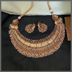 Antic Kante Pearl Multi Stone Necklace in Nakshi - NN00837