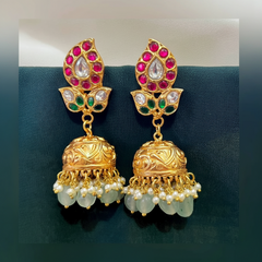Beautiful Mango In Multi Jadau Kundan Jhumki - KE00112