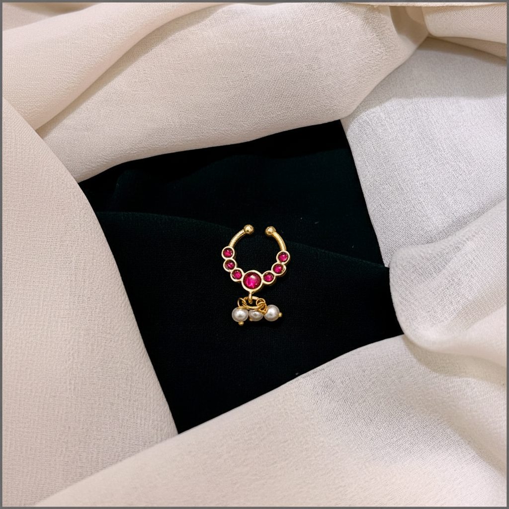 Beautiful Stone Septum Nose Ring in Kundan - NR0016