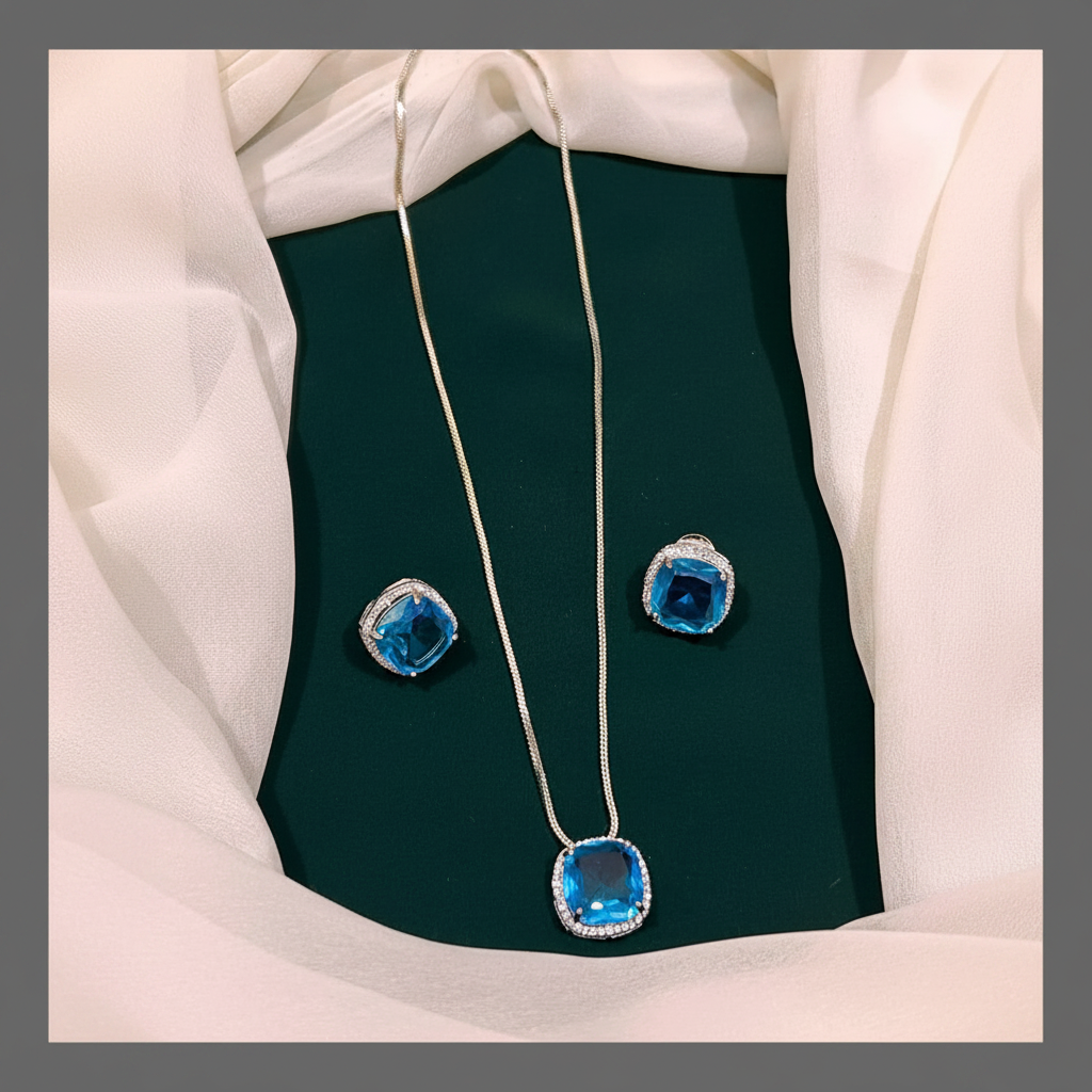 Beautiful Stones Pendent In Diamond Necklace - DN0037