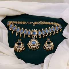 Antique Beautiful Blue Necklace in Nakshi - NN00516