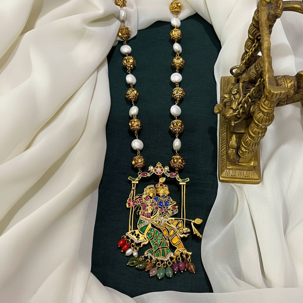 Wide Range Of  Beads Haram With Jadau Pendants - PB00613