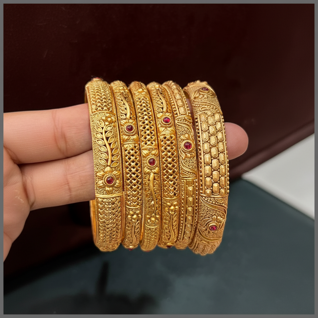 Beatiful Flower Nakshi Bangles - BG00359