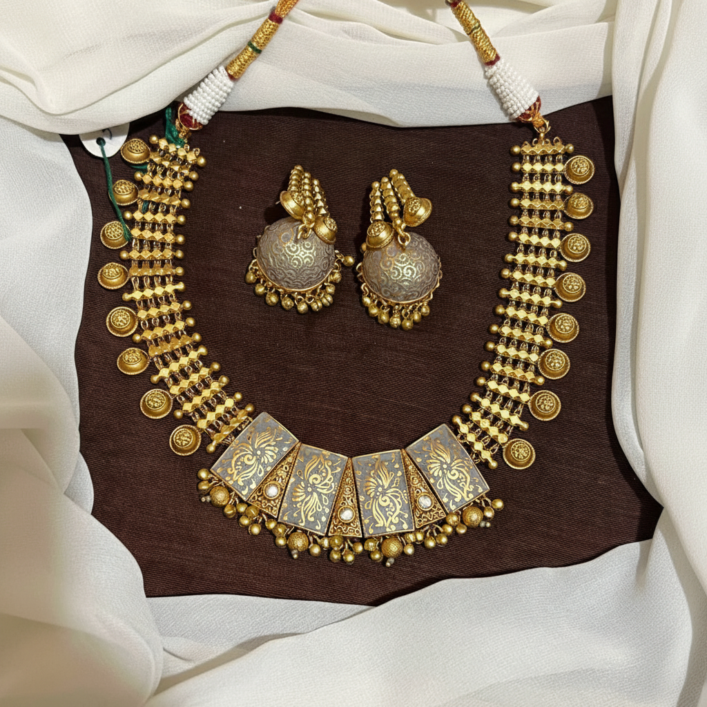 Nakshi Gold Painted Designer Neckalce - NN00341