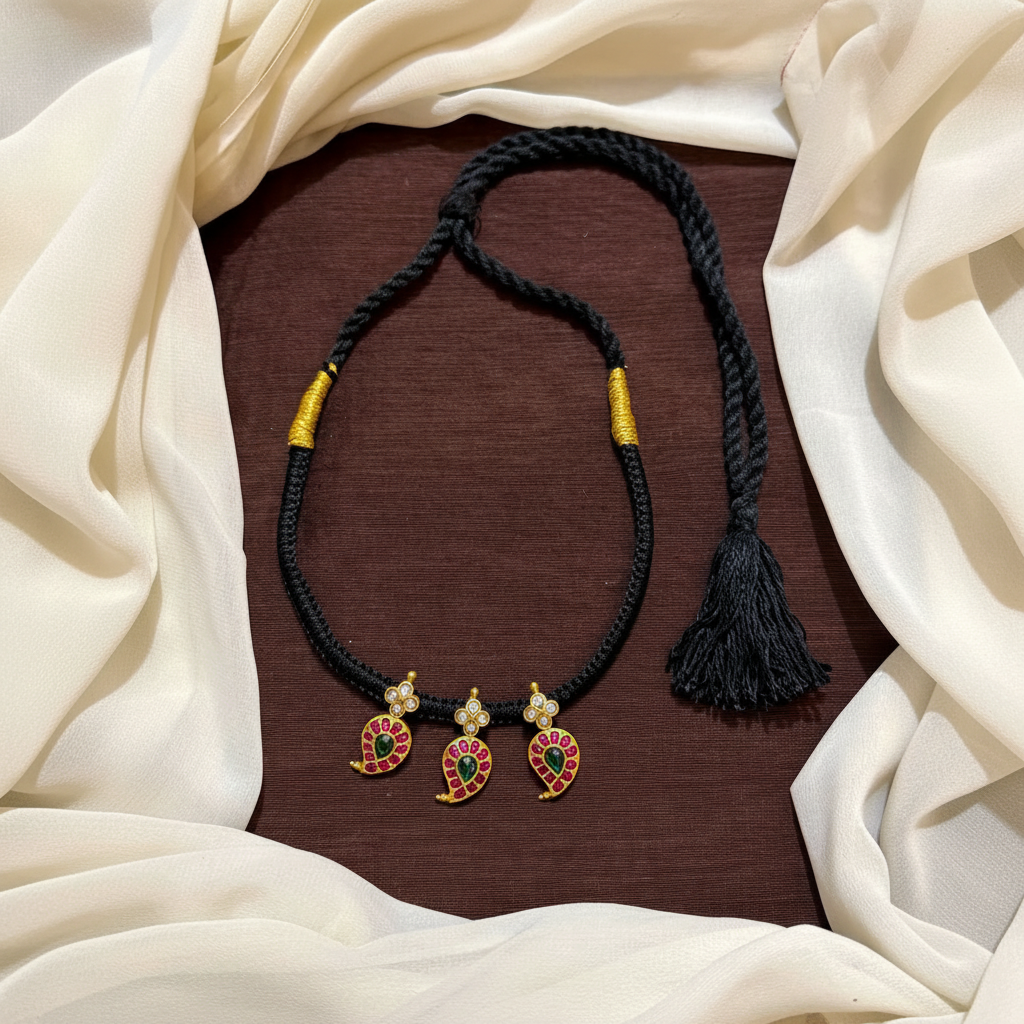 Cute 3 Jadau Mango Pendant Dori - BD007