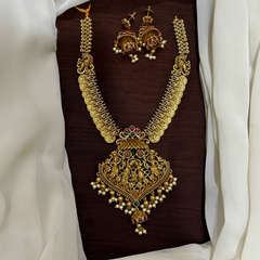 Radha Krishna Naskhi Necklace With Jhumki - NN00952