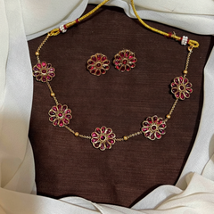 Antique CZ Stone Necklace With Earrings - NN00961
