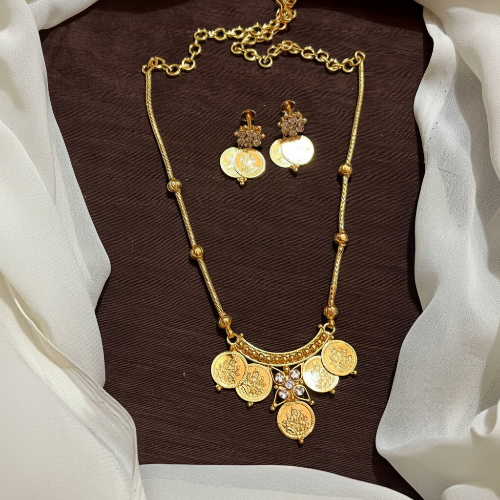 Micro Gold polish Cute Kasu Necklace - NN00963