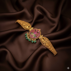 Jadau Nakshi Waist Belt With Gandaberunda Pendant - WB0020
