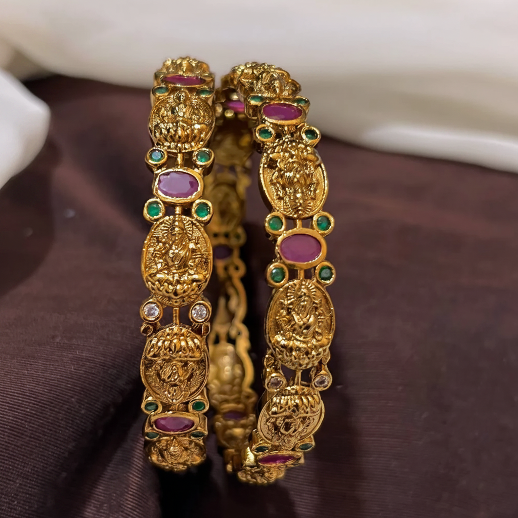 Nakshi Lakshmi Bangles in Antique Finish - BG00678