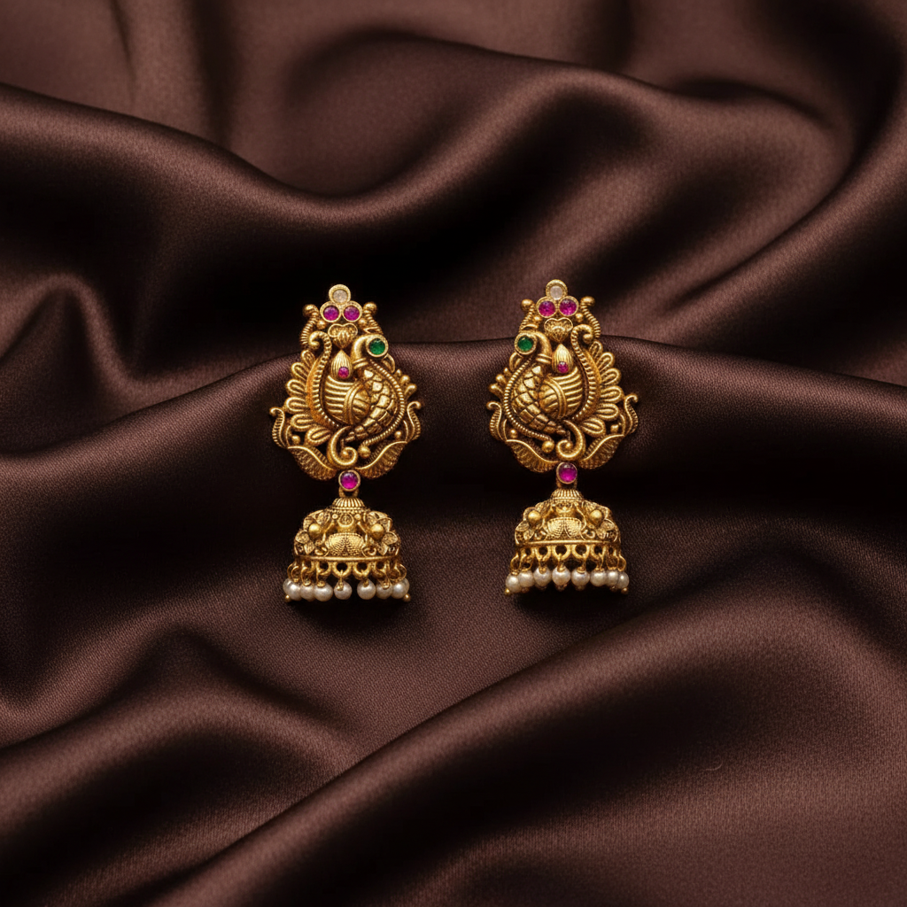 Kundan Stone Nakshi Jhumkis - KE00596