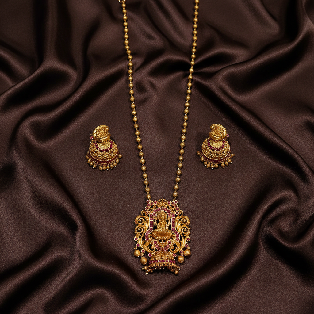 Nakshi Ball Chain With Lakshmi Pendant And Jhumki -NH00424