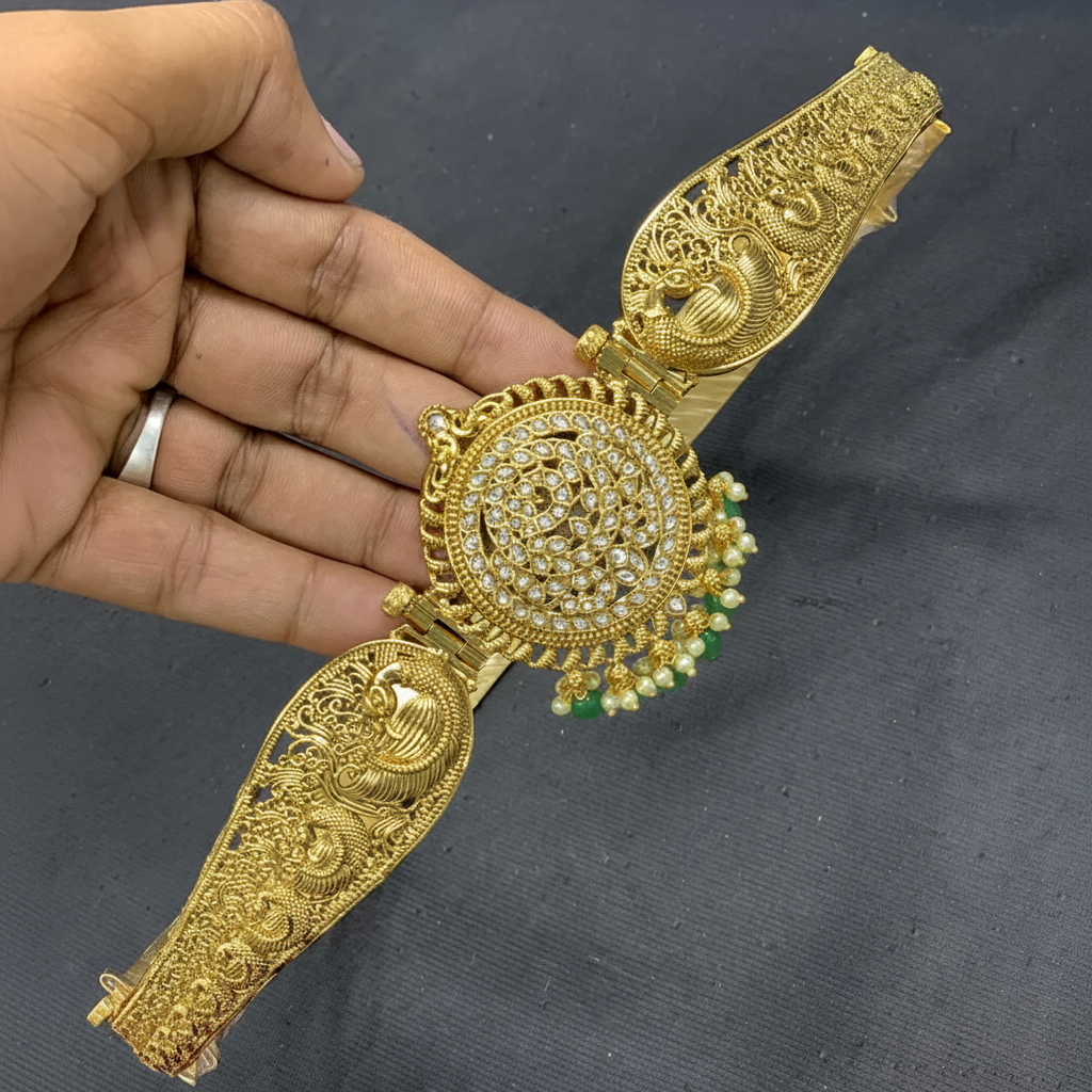 Jadau Screw Openable Gold Replica Waist Belt - WB0017