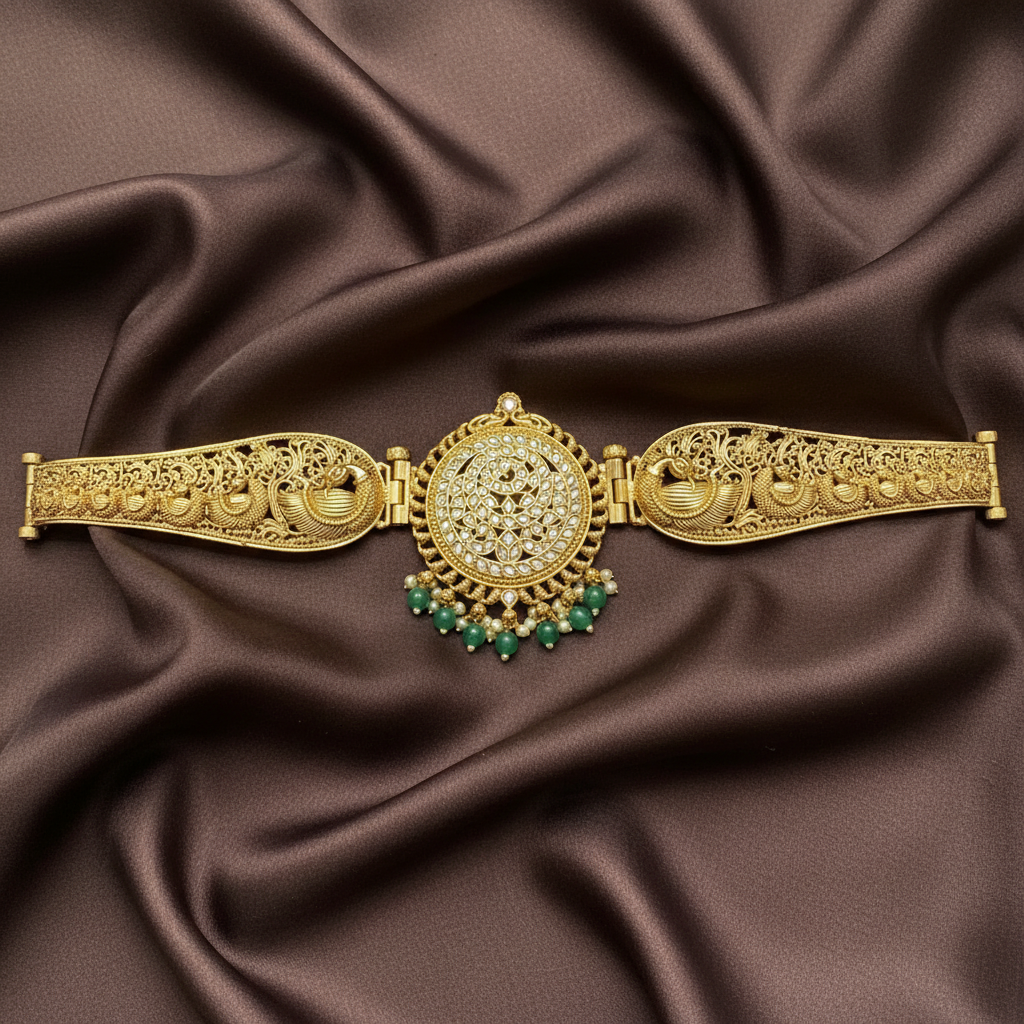 Jadau Screw Openable Gold Replica Waist Belt - WB0017