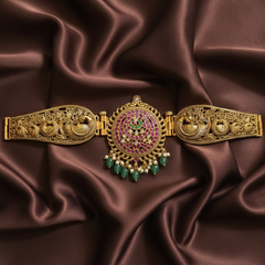 Jadau Screw Openable Gold Replica Waist Belt - WB0017