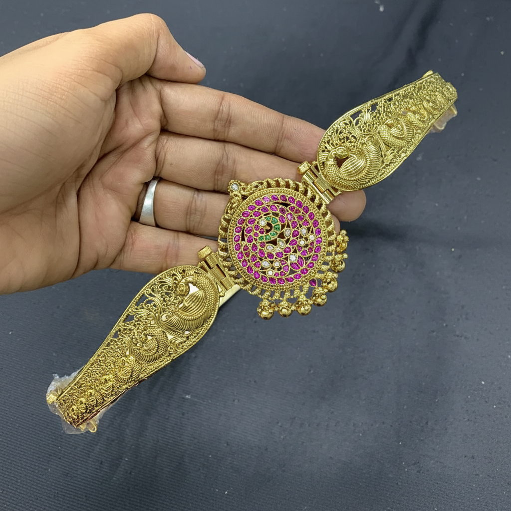 Jadau Screw Openable Gold Replica Waist Belt - WB0017