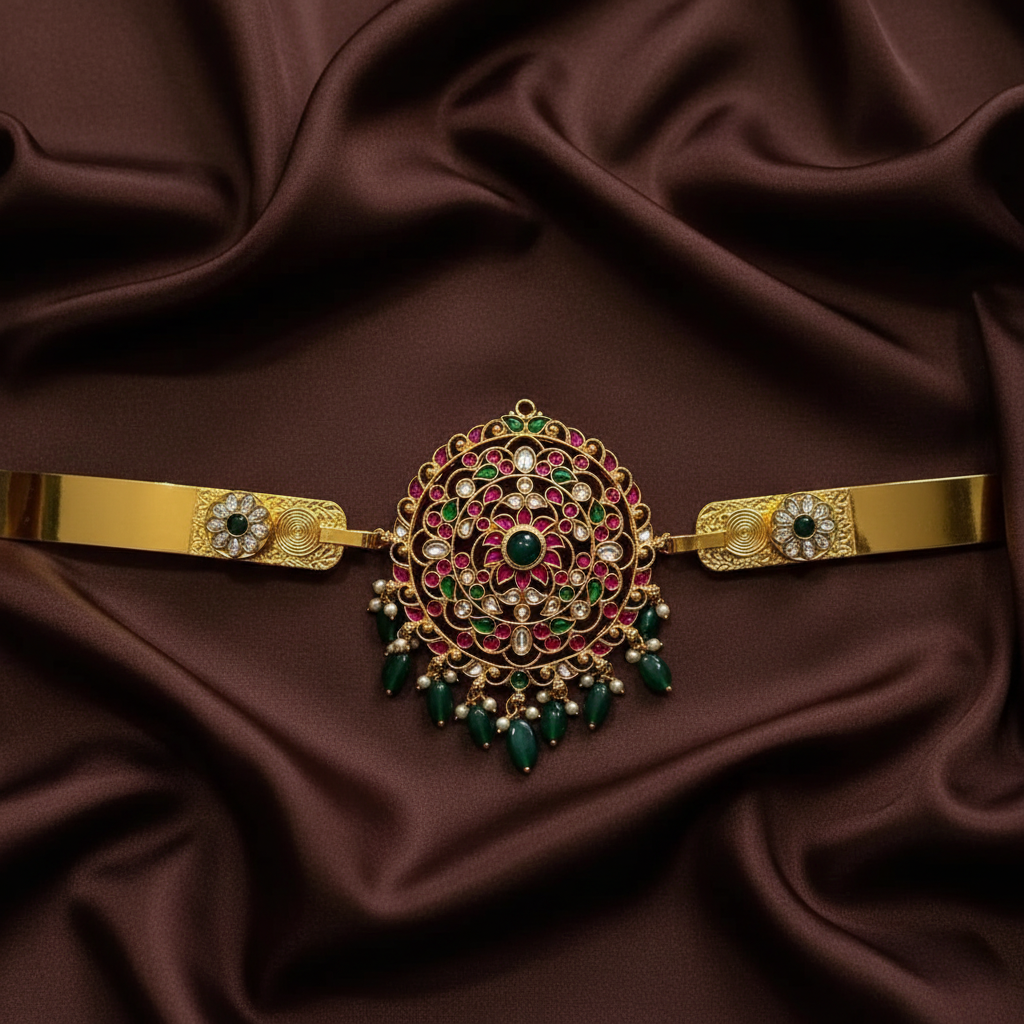 Jadau Big Pendant Waist Belt - WB0013