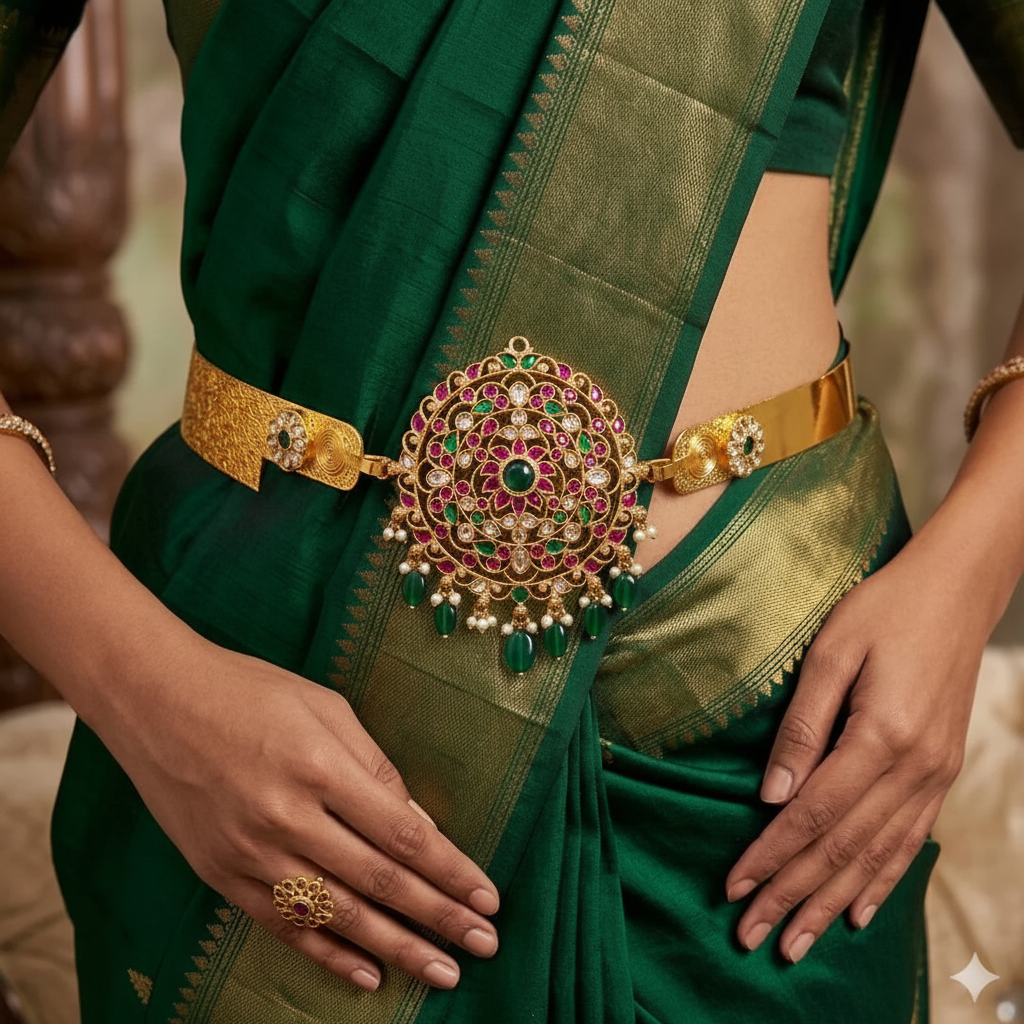 Jadau Big Pendant Waist Belt - WB0013