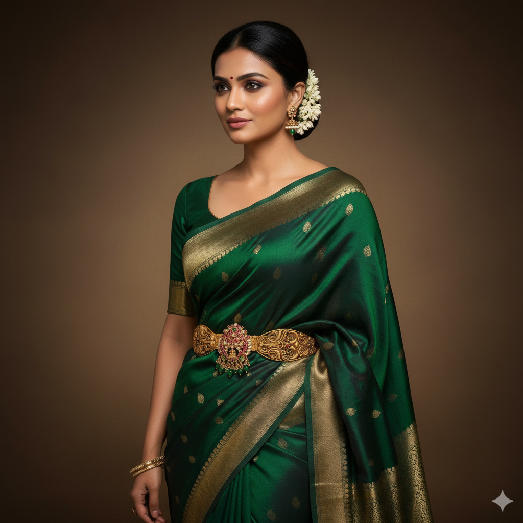 Designer Waist Belt With Lakshmi Devi And Pota Stones - WB0043