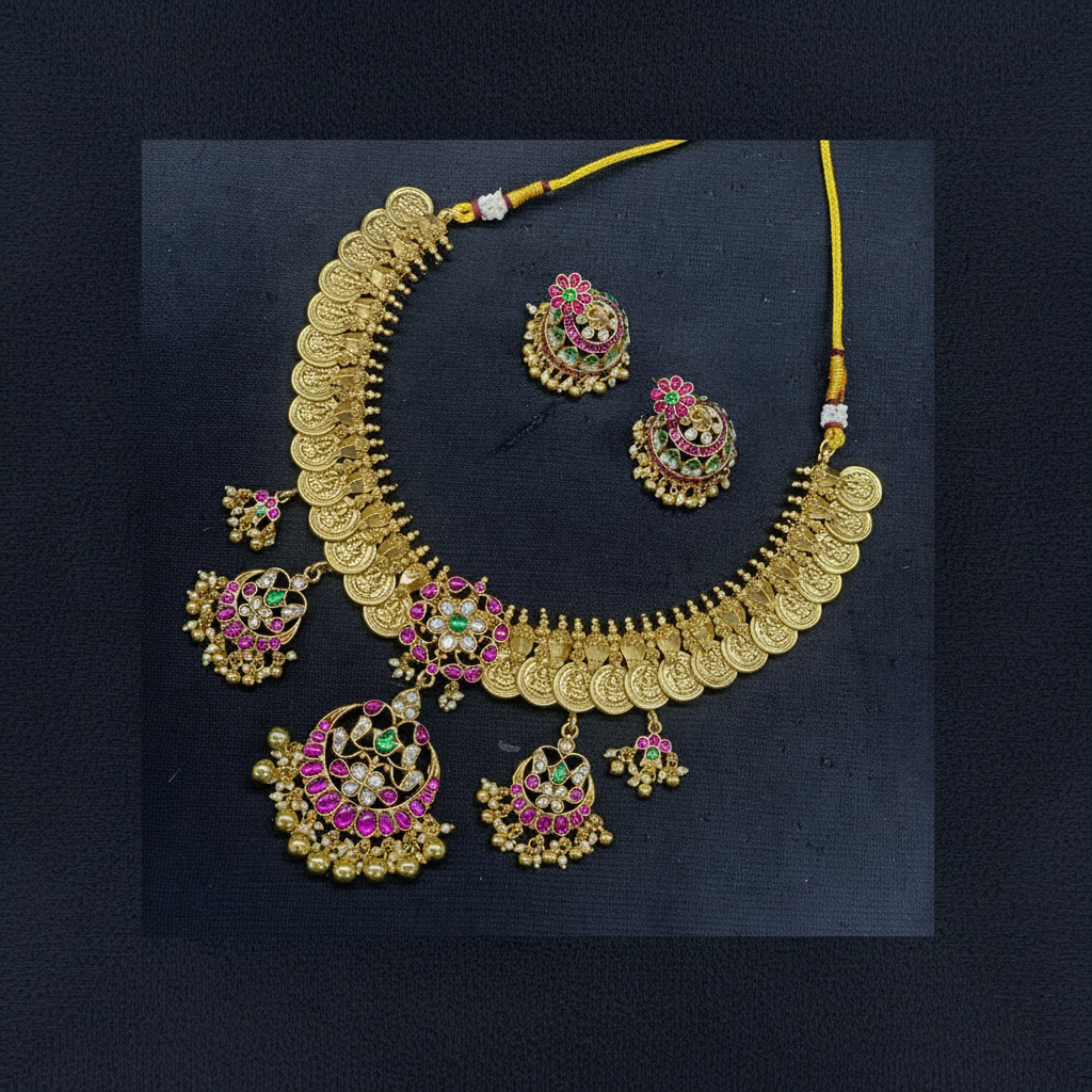 Kaasu In Jadau With Pendants - KN00629