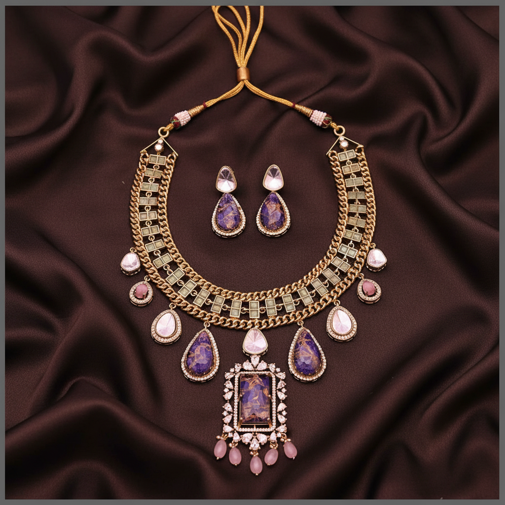 Elegant Victorian Necklace With Earrings - VN00165