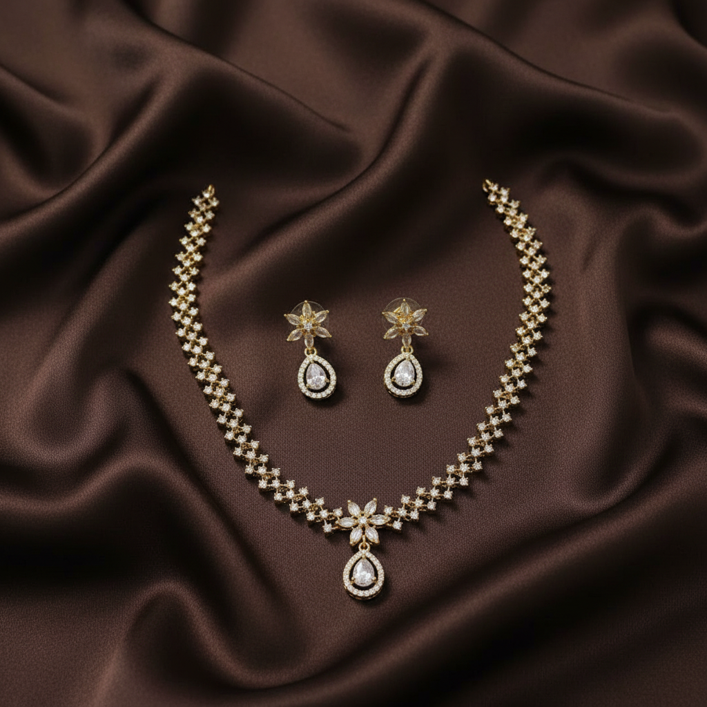 Antique Polish CZ Stone Necklace - NN00881